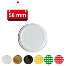 10 Un. Tampa de Metal para vidro de conserva - Diâmetro 58 mm - Várias cores