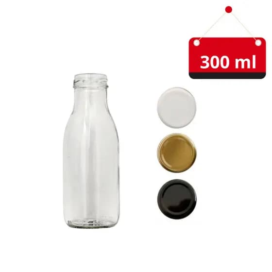 12 Un. Garrafa de vidro suco 300 ml com tampa e lacre