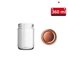 02 Un. Pote de vidro Andino 360 ml e 02 Un. Pote de vidro 268 ml com tampa e lacre