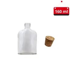 20 Un. Garrafa de vidro de bolso 160 ml com rolha de cortiça