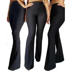 Calça Bandagem Flare Feminina Boca de Sino Cintura Alta