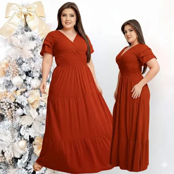 Vestido Feminino Longo Social Manga Estilosa Moda Evangelica Plus Size Do M ao EXG Para Congresso