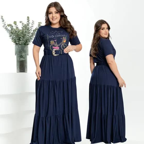 Conjunto Saia E Blusa Feminina Social Com Cinto Manga Curta Plus Size Moda Evangelica Congresso