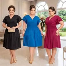 VESTIDO MIDI FEMININO CASUAL MODA EVANGELICA PLUS SIZE PARA CONGRESSO FARDAMENTO DO M AO EXG