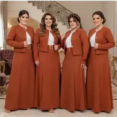 Conjunto Feminino 4 Peças: Blazer Luxo Saia Camiseta Cinto Plus Size Congresso Culto Moda Evangelica