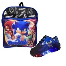 Kit Tênis Infantil Led Sonic Infantil De Menino + Mochila