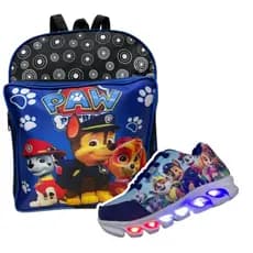 Kit Tênis Led Infantil Patrulha Canina Menino + Mochila