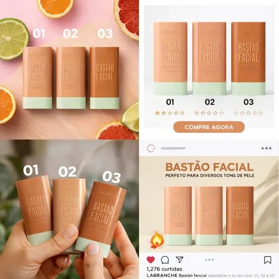 Base em Bastão, Contorno e Corretivo 3 X 1 Labranche 18g