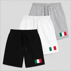 Kit 03 Peças Bermuda Moletom Slim 100% Algodão Italy Moda Inverno Unissex
