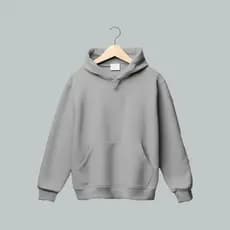 Blusa Moletom Canguru Unissex Algodao Lisa Flanelado Slim Estilo Street Cinza
