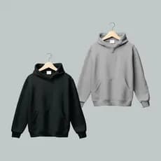 Kit Blusa Moletom 02 Peças Flanelado Estilo Canguru Algodão Slim Unissex Liso