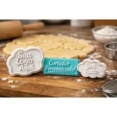 Cortador de Biscoito Personalizado 6cm com Marcador | Logo, Nome ou Texto | Confeitaria e Festas