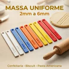 Kit Réguas Niveladoras para Massa e Pasta Americana 2mm a 6mm