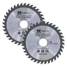 Kit 2 Disco Serra Circular 4.3/8 x 20mm 36 Dentes Para Madeira Melfi