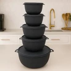 Kit 5 Potes Plásticos Bowl Redondos com Tampa BPA Free Para Mantimentos Cozinha Freezer Microondas