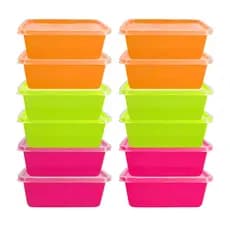 Kit 12 Potes 500ml Neon Transparentes Com Tampa Bpa Free Para Marmita e Armazenamento de Alimentos