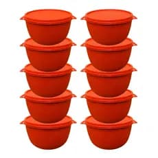 Kit Potes Plásticos Bowl 500mL Redondos Com Tampa BPA Free Marmitas Vai ao Freezer e Microondas