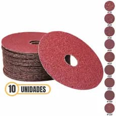 Kit 10 Disco de Lixa Fibra 115mm 4.1/2" Para Madeira Ferro e Aço Lixadeira Esmerilhadeira