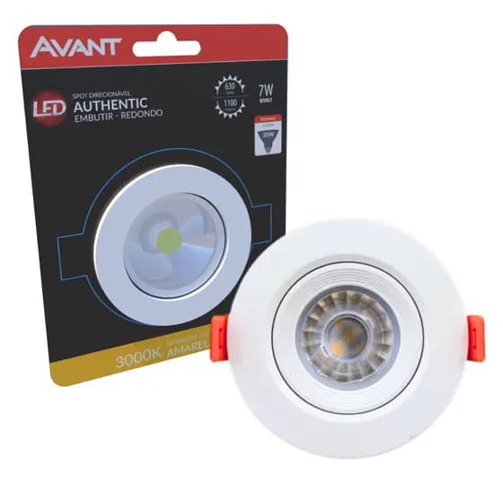 Luminária Spot Led Embutir 7w Redondo Direcionável Branco Frio 6500k ou Neutro 4000k Avant