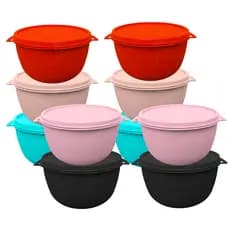 Kit 10 Potes Plásticos Bowl 1000ml Herméticos BPA Free com Tampa Freezer e Micro-ondas