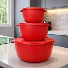 Kit 3 Potes Plásticos Bowl Redondo de 2800ml 1000ml 500ml BPA Free Freezer Microondas Para Alimentos