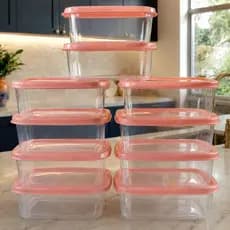 Kit 6/10/20 Potes 500ml Bpa Free Rentagular Marmita Fitness Organizador Alimentos Freezer Microondas
