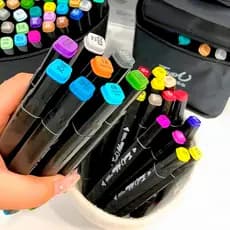 Kit Marcadores com Estojo E Ponta Dupla 80 Pçs ORIGINAL