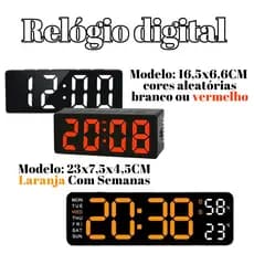 Relogio Digital 23x7,5x4,5Cm Ou 16,5x6,6CM Alarme Luminoso Alarme Recarregável USB De Mesa Led Semanal