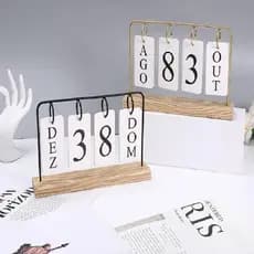Calendário De Mesa Decorativo Com Plaquinhas Rose Dourado Preto Permanente Escritório Top Estilo