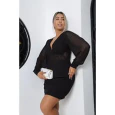 Vestido Tule tubinho - Moda Noite/Festa/Social
