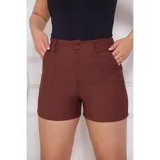 Short marrante feminino Estilo casuais de cor lisa com bolsos - Moda Verão / Primavera