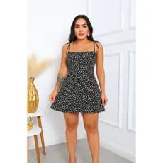 Vestido Curto Com Regulador no Ombro Com Bojo, Solto - Moda Verão / Primavera