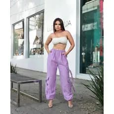 Calça Cargo Parachute Clássico Com bolsos laterais