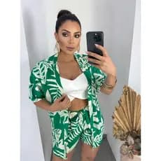 Kimono e short Moda Praia - Cintura Ajustável