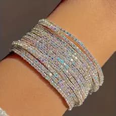 2/3/5 Peças de Pulseiras Elásticas de Cristal Colorido para Mulheres, Pulseiras de Moda Exquisitas, Joias de Luxo Leve 6