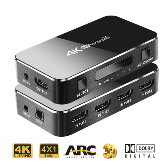 Interruptor HDMI Compatível Com 2.0 4K Divisor 4 Em 1 Saída Extrator De Áudio ARC E Controle IR Para Nintend PS3 PS4 HDTV