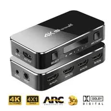Interruptor HDMI Compatível Com 2.0 4K Divisor 4 Em 1 Saída Extrator De Áudio ARC E Controle IR Para Nintend PS3 PS4 HDTV