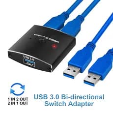 Seletor De Switch USB 3.0 KVM 5Gbps 2 Em 1 Saída Compartilhador Bidirecional Para Impressora Teclado Mouse Compartilhame