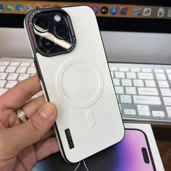 Nova Capa De Couro Magnético Original iPhone 16 15 14 13 12 pro Max plus Estilo Simples Resistente A Choques Duros