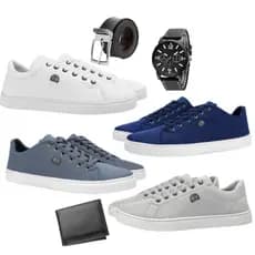 Kit 4 Sapatenis Masculino Moderno Dia a dia Confort + Relógio Carteira E Cinto
