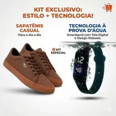 Kit Sapatenis Masculino Casual Confortável + Relógio Digital Masculino LED Esportivo Promoção Oferta