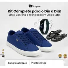 Kit Masculino Completo Sapatenis Casual Confortável + Relógio Digital Masculino LED + Chinelo Masculino Leve Promoção