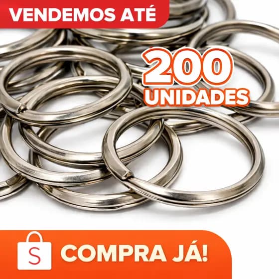 Kit ate 200 Unidades Argola para Chaveiro 22mm Batida
