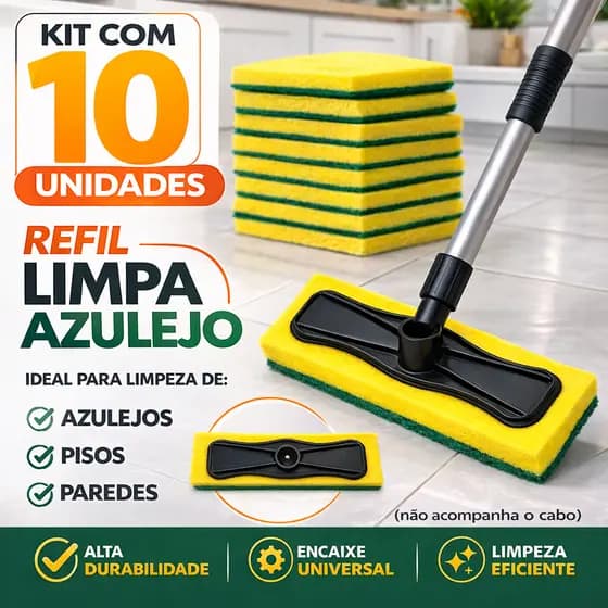 Refil de Esponja para Limpar Azulejo Piso e Parede com Encaixe para Cabo