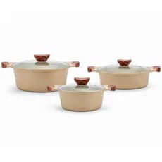 Kit 3 Panelas Caçarola Revestimento Cerâmico Cerâmica Branca Qualidade Profissional