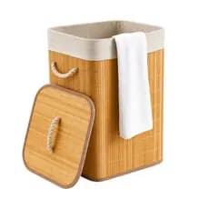 Cesto Organizador de Roupas Sujas Bambu 60L Quarto Closet Lavanderia