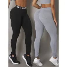 Kit 2 Legging Academia Levanta Bumbum e Elastico Exposto