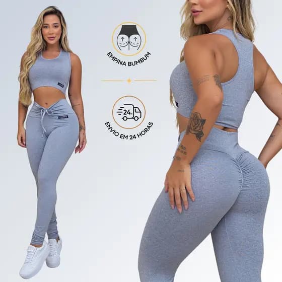 Conjunto Academia Top e Legging Levanta Bumbum