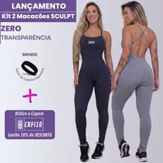 Kit 2 Macacões Fitness CR SCULPT Modelador Zero Transparencia Esculpe a Silhueta + BRINDE