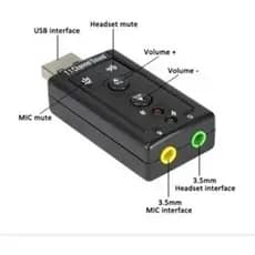 Placa De Som Usb 7.1 Canais Adaptador Audio Fone De Ouvido